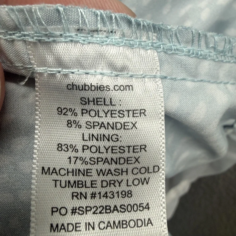 Chubbies Swim Trunks Mens Medium Blue Teal Spotted 5.5 Inseam Lined Stretch
